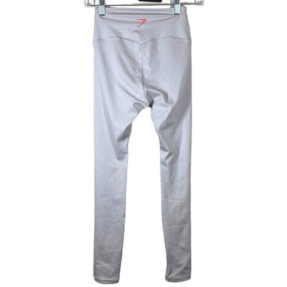 Gymshark Light Gray Leggings Workout Size Small Athleisure Stretchy Logo - Picture 2 of 9